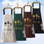 2-PACK Polyester Cooking Aprons With Handy Towel On Both Sides - Solid Color Woven Kitchen Apron Set Stain And Oil Resistant Wit