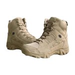 Mens Brown Military Work Boots Waterproof & Shock-absorbing