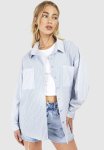 Mix Stripe Oversized Shirt - Blue
