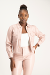Eliana Faux Leather Shacket - Blush - M Blush