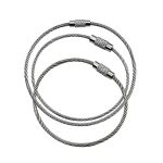 10PCS 1.5 2MM Stainless Steel Wire Cable Keychain Tag Rope Loop Screw Lock Gadget Lock Up Circle Hanging Hand Tool Color : Silve