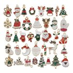 30PCS Of Golden Enamel Christmas Pendants For Jewelry Making Necklace Alloy Bracelet Earrings Diy Christmas Clothing Sewing Bag