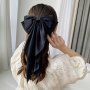 1pc French Satin Bow Streamer Side Clips Elegant Long Ribbon Bow Hair Pins Back Head Top Clips Half Tied Hair Accessories