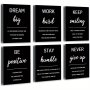 6PCS Inspirational Quote Wall Art Set - Frameless Motivational Posters For Office Living Room & Bedroom Decor