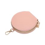 Sencco Women's Small Coin Purse Stylish Pu Leather Change Purse Round Zipper Coin Pouch Pocket-sized Solid Color MINI Keychain C