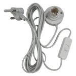 Redisson Lamp Holder With Cable And Thru Switch 5M White