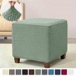 Modern Stretch Jacquard Ottoman Footstool Cover Machine Washable Non-slip Elastic Band Slipcover Polyester And Spandex Blend Fit