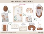 Cot Duvet Bedding Bohemian Neutral Llama Rainbow Set