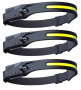 Yas 3 Pack Of Multi-function LED Rechargeable Head Lamp - Black