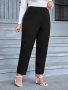 Plus Size Solid Tapered Pants Elegant High Waist Pants For Work & Office Women's Plus Size Clothing