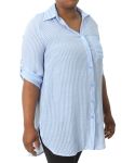 Ladies Stripe Tab Pocket Shirt - 60 Blue wht