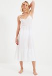 Backless Strap Voile Dress - White