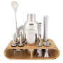 12 Piece Stainless Steel Cocktail Shaker With Wooden Stand 12TUO