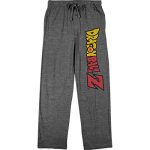 Dragon Ball Z Classic Text Logo Men's Graphite Heather Drawstring Sleep Pajama Pants -medium