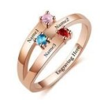 CRI103445 - Rose Gold Plated 925 Sterling Silver Personalized Names & Birthstones Ring