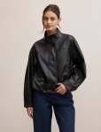 Belle Pu Belted Bomber Jacket - 16 Black