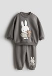 2-PIECE Printed Sweatshirt Set - Grey