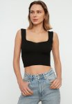 Square Collar Knitwear Blouse - Black