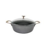 26CM Non Stick Glass Lid Pot With Rose Gold Handle SGN2004