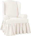 Surefit Essential Twill T-cushion Wingback Chair Slipcover - Relaxed Fit Armchair Cover perfect For Protecting Your Favorite Win