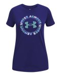 Girls' Ua Tech Twist Wordmark Short Sleeve - Sonar Blue Ylg