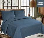 Simon Baker Carmen Quilted Bedspread Denim Various Sizes - Queen - 250CM X 270CM Bedspread + 2 Pillowcases 50CM X 70CM + 5CM