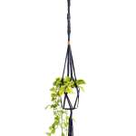 Copper Twisted Square Macrame Plant Hanger - Black T-Shirt Yarn