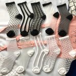 5 Pairs Sheer Mesh Socks Lightweight & Breathable Mid Tube Socks Women's Stockings & Hosiery