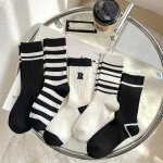 5 Pairs Striped Socks Casual & Sports Mid Tube Socks Women's Stockings & Hosiery