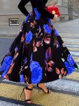 Floral Print Elastic Waist Skirt Elegant A-line Skirt For Spring & Summer Women's Clothing