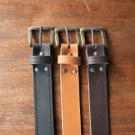 Genuine Leather Belt Stitched - Dark Brown 44