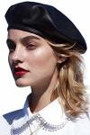 Wetoo Women Beret Hat Pu Leather French Black Beret Artist Cap