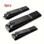 3pcs Black Stainless Steel Nail Clipper Toe Nail Trimmer For Precise And Effortless Nail Cutting