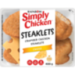 Simply Chicken Frozen Crumbed Chicken Steaklets With Cheese 400G