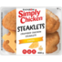 Simply Chicken Frozen Crumbed Chicken Steaklets With Cheese 400G