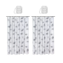 Grey Leaf Premium Shower Curtain & Hooks - 180 X 180CM - 2 Pack