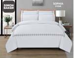 Simon Baker T200 Cotton Percale Embroidered Duvet Cover Set - Sophia Stone Various Sizes - Stone Super King 260 X 230CM + 2