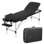 Prilinex Portable Folding Massage Table 3 Sections Reclining Spa Bed Aluminum Legs With Carrying Bag Face Cradle & Armrest - Eas