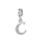 Silver Dazzling Pendant Charm Sparkling Alphabet Charm - Letter C