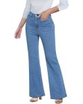 Luvamia High Waisted Flare Jeans For Women - Trendy Flared Bell Bottom Wide Leg Jeans In Medium Blue - Size 14
