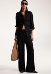 Linen-blend Trousers - Black