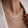 Elegant Double-layered Stainless Steel Necklace With Round & Flat Snake Chain - Perfect For Casual Attire Or Gifting