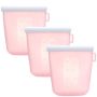 3 Pack Goods Reusable Silicone Containers For Food Storage 240ML - Pink