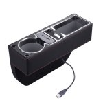 Susisun SNH010 Car Seat Gap Storage Box Style:positive Drive USB Charging Black