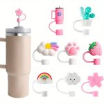 8PCS Straw Covers Caps For Stanley 30&40OZ Tumbler Cute Straw Caps Creative Silicone Straw Toppers Drinking Straw Caps For 10MM