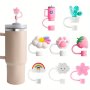 8pcs Straw Covers Caps For Stanley 30&40oz Tumbler Cute Straw Caps Creative Silicone Straw Toppers Drinking Straw Caps For 10mm Straw