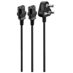 Volkano Presto Series Double 3 Pin Iec Power Cable 1.8M 10A - Black