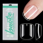 Gel X Nail Kit Baoke 192PCS Short Square Shape False Nail Tips Full Cover Acrylic False Nails Artificial Nail Tips Transparent F
