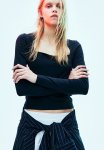 Square-neck Jersey Top - Black