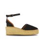 Raffia Ankle Strap Wedges -black